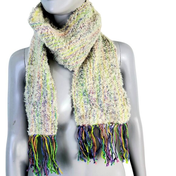Mohair Boucle Silk Scarf Women Winter Accessories Handmade Colorful Crochet Knit
